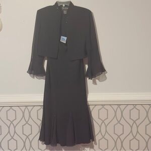 SL Fashions Woman's NWT Black Evening Cocktail Dress w Bolero Jacket Size 14